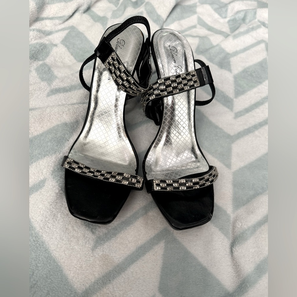 Black rhinestone heels